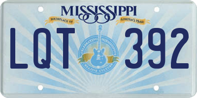 MS license plate LQT392