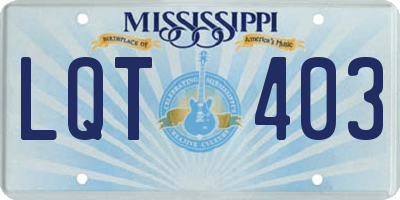 MS license plate LQT403