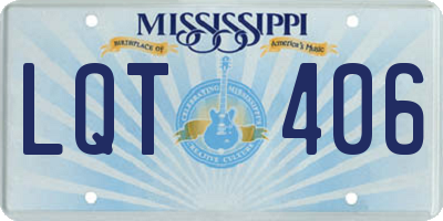 MS license plate LQT406