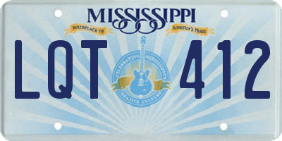 MS license plate LQT412