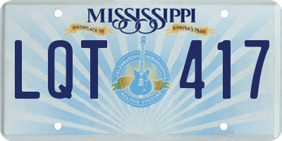 MS license plate LQT417
