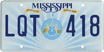 MS license plate LQT418