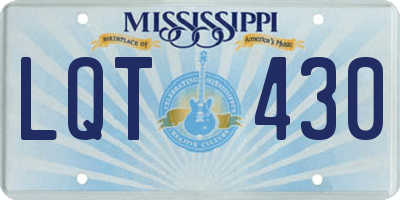 MS license plate LQT430