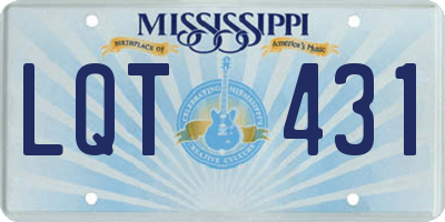MS license plate LQT431