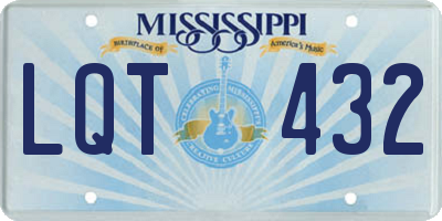 MS license plate LQT432