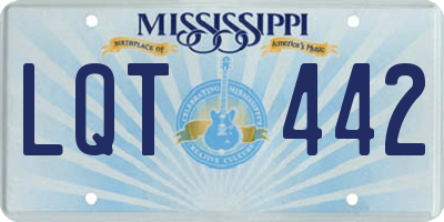 MS license plate LQT442