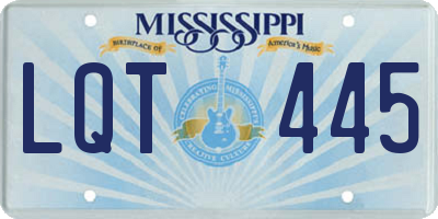 MS license plate LQT445
