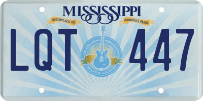 MS license plate LQT447