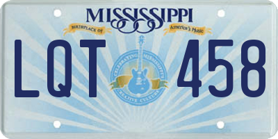 MS license plate LQT458