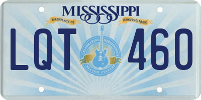 MS license plate LQT460
