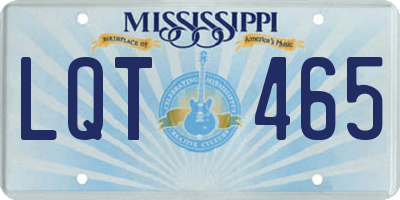 MS license plate LQT465