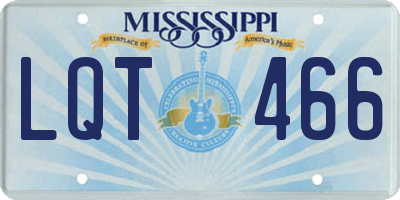 MS license plate LQT466