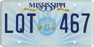 MS license plate LQT467