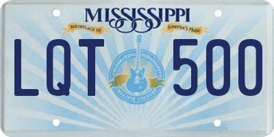 MS license plate LQT500