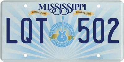 MS license plate LQT502