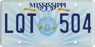 MS license plate LQT504