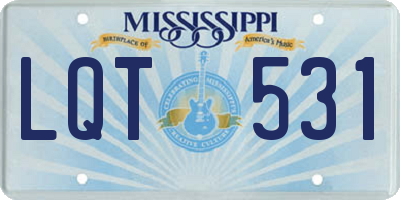 MS license plate LQT531
