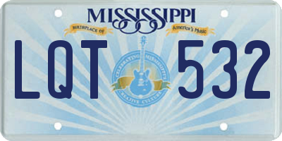 MS license plate LQT532