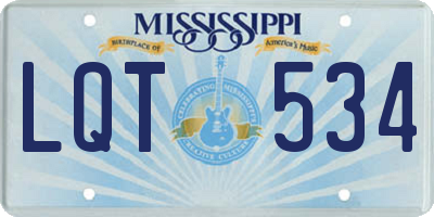 MS license plate LQT534