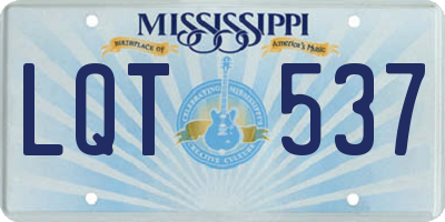 MS license plate LQT537