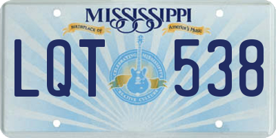 MS license plate LQT538