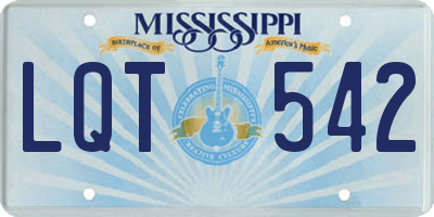 MS license plate LQT542