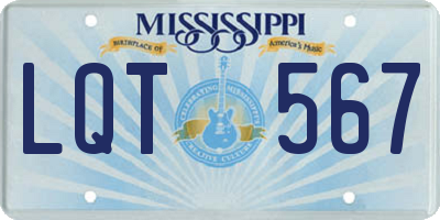 MS license plate LQT567