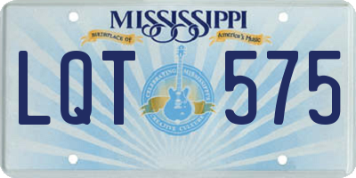 MS license plate LQT575