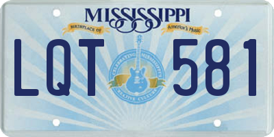 MS license plate LQT581
