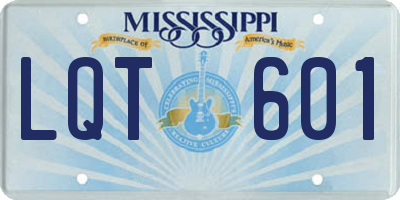 MS license plate LQT601
