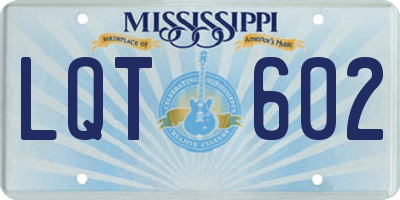 MS license plate LQT602