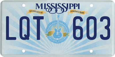 MS license plate LQT603