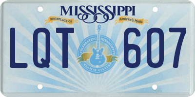 MS license plate LQT607