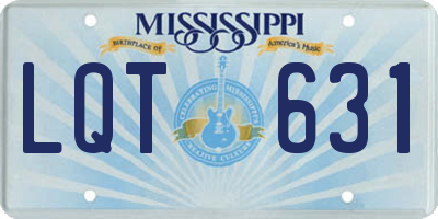 MS license plate LQT631