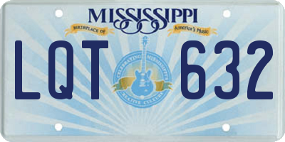 MS license plate LQT632