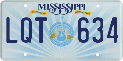 MS license plate LQT634