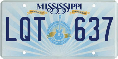MS license plate LQT637
