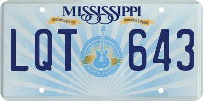 MS license plate LQT643