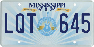 MS license plate LQT645