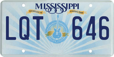 MS license plate LQT646
