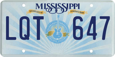 MS license plate LQT647