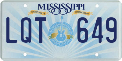 MS license plate LQT649