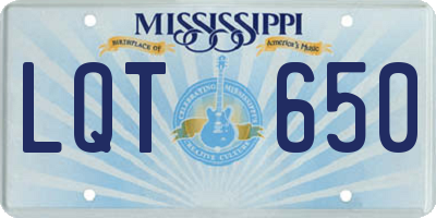 MS license plate LQT650