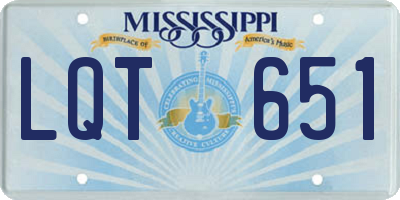 MS license plate LQT651
