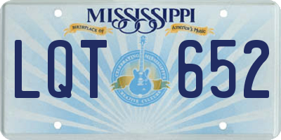 MS license plate LQT652