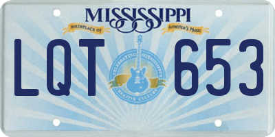 MS license plate LQT653