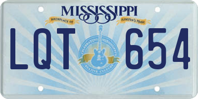 MS license plate LQT654