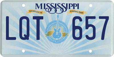 MS license plate LQT657