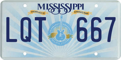 MS license plate LQT667