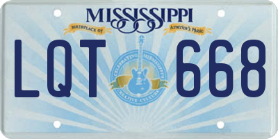 MS license plate LQT668
